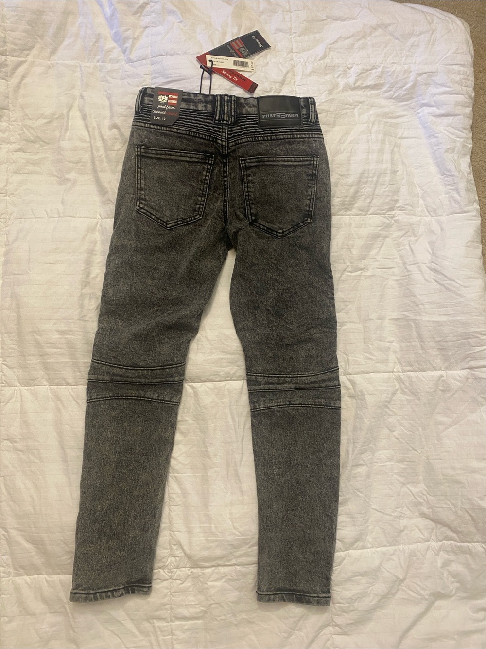 Phat Farm Men's Charcoal Washed Skinny Jeans